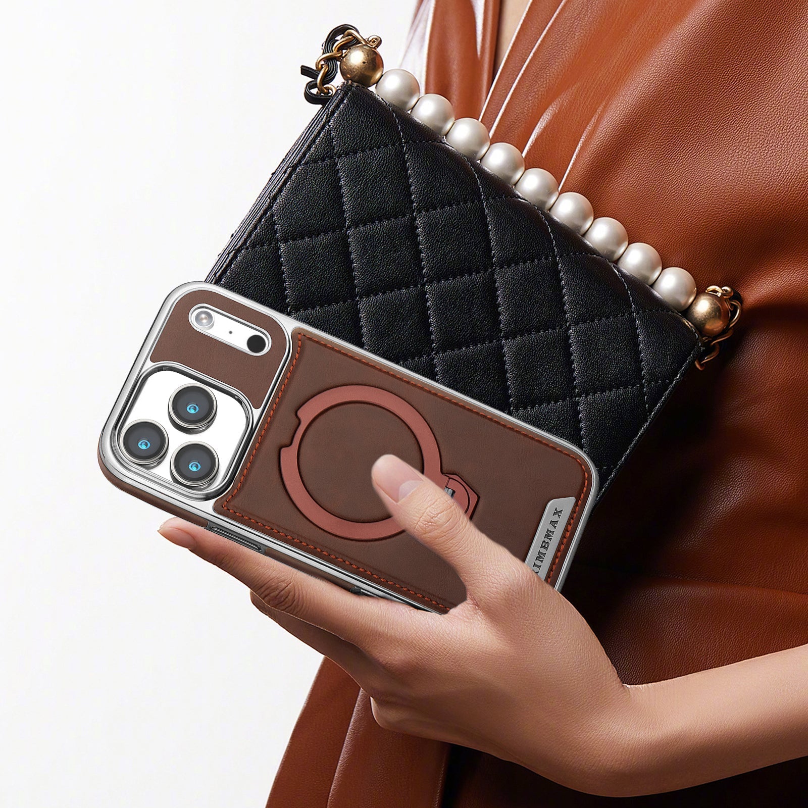 Luxury Leather Magnetic Ring Stand Case