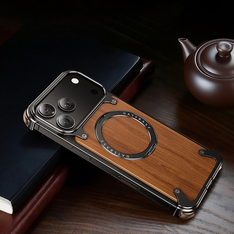 Natural Wood MagSafe Stand Case