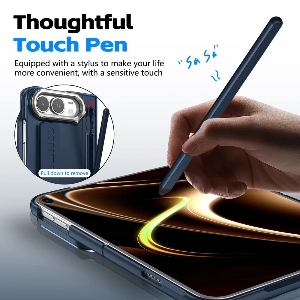 Hinge Protection Kickstand Case with Stylus for iPhone Ultra