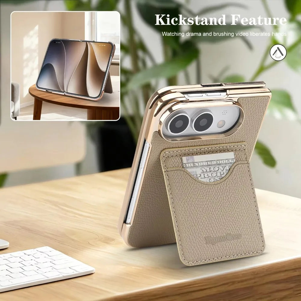 Premium Leather Wallet Kickstand Case for iPhone Ultra
