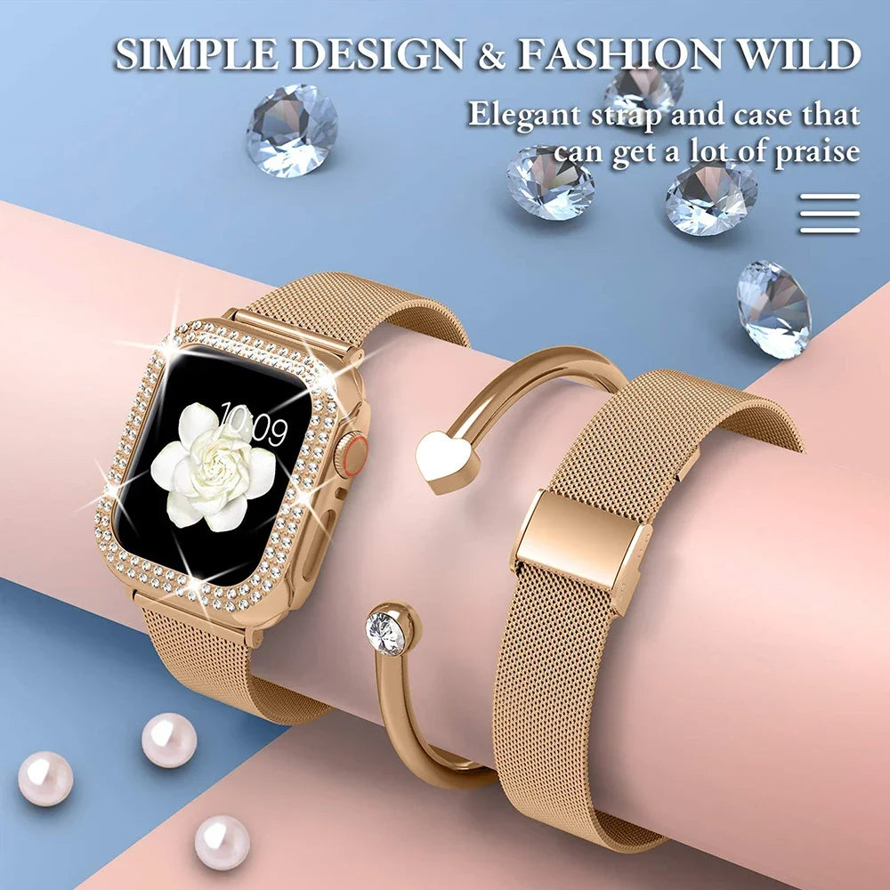 Luxury Apple Watch Case & Milanese Band Set