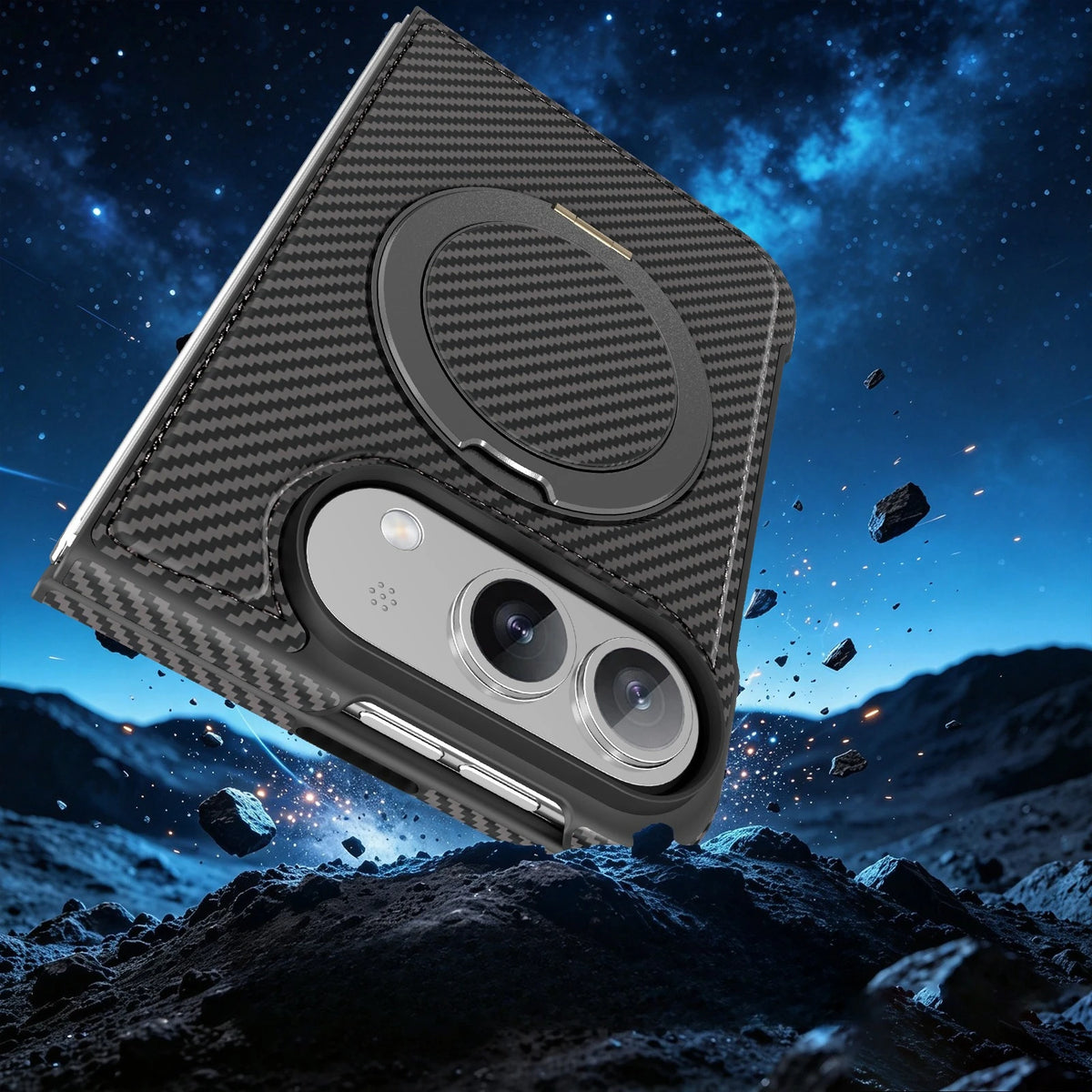 Carbon Fiber Magnetic Ring Stand Case for iPhone Ultra