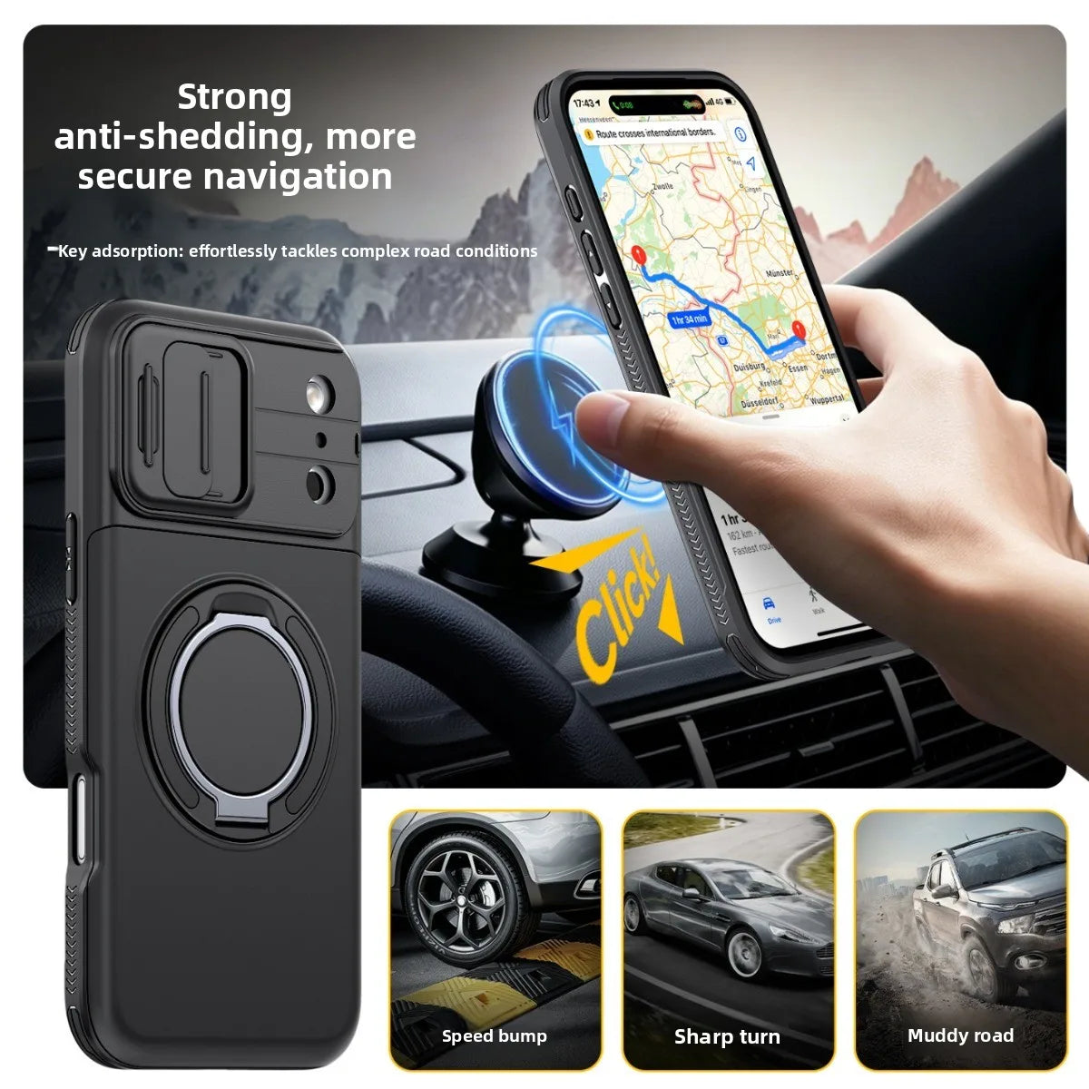 Rugged Card Holder Ring Stand Case for iPhone Series