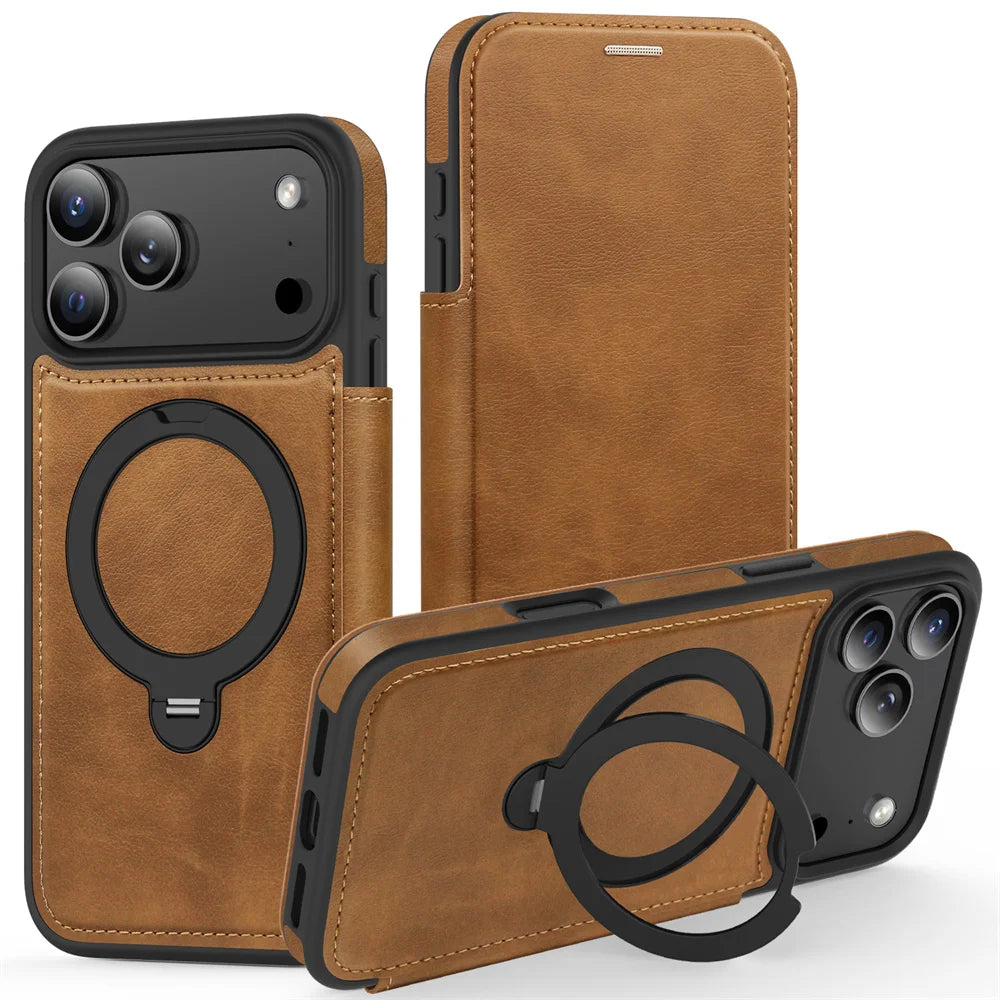 Leather MagSafe Wallet Case with Kickstand