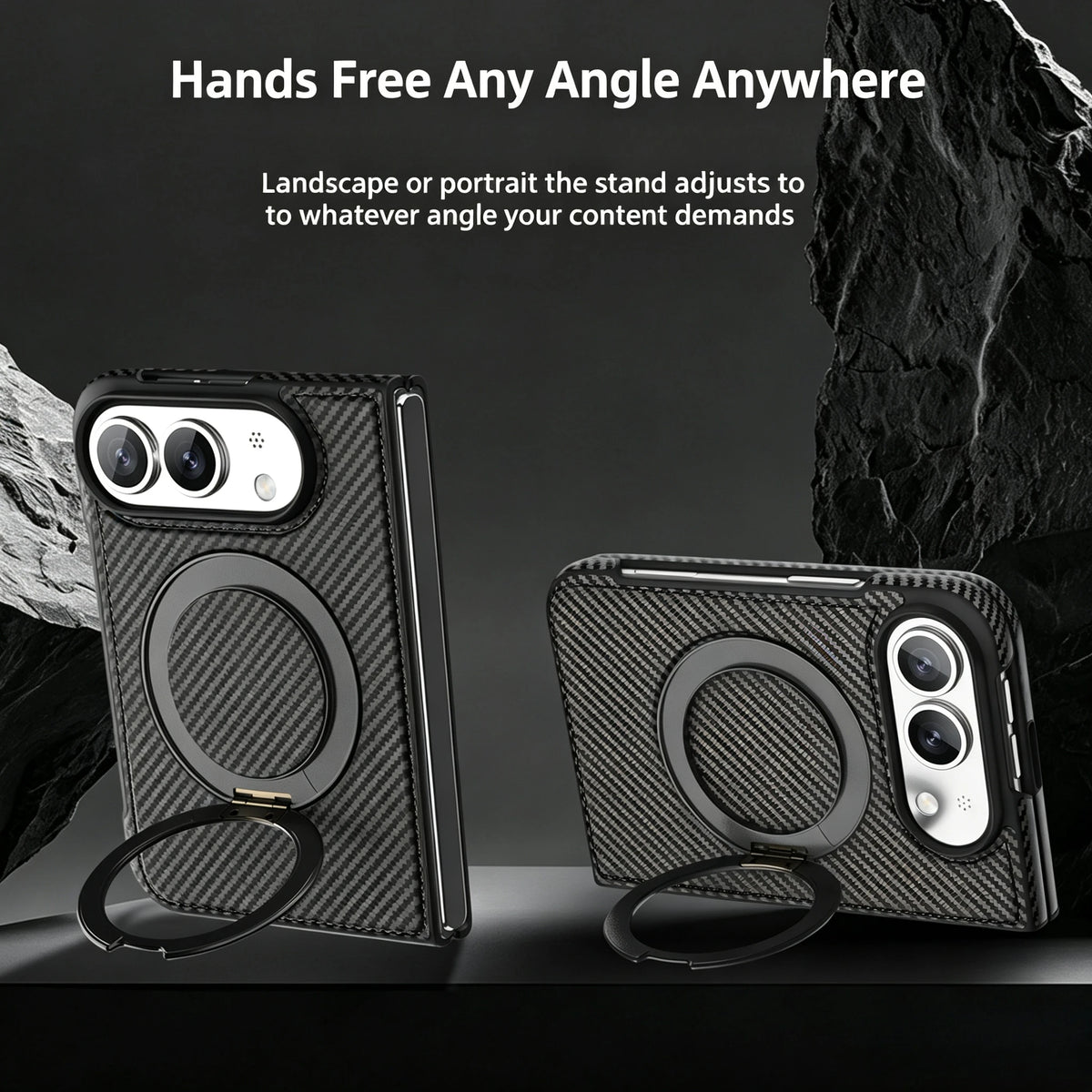 Carbon Fiber Magnetic Ring Stand Case for iPhone Ultra