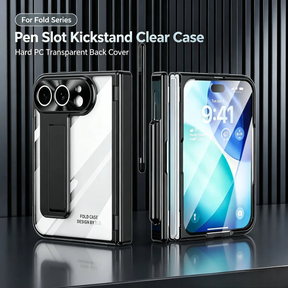 Clear Kickstand Case With Pen Slot for iPhone Ultra