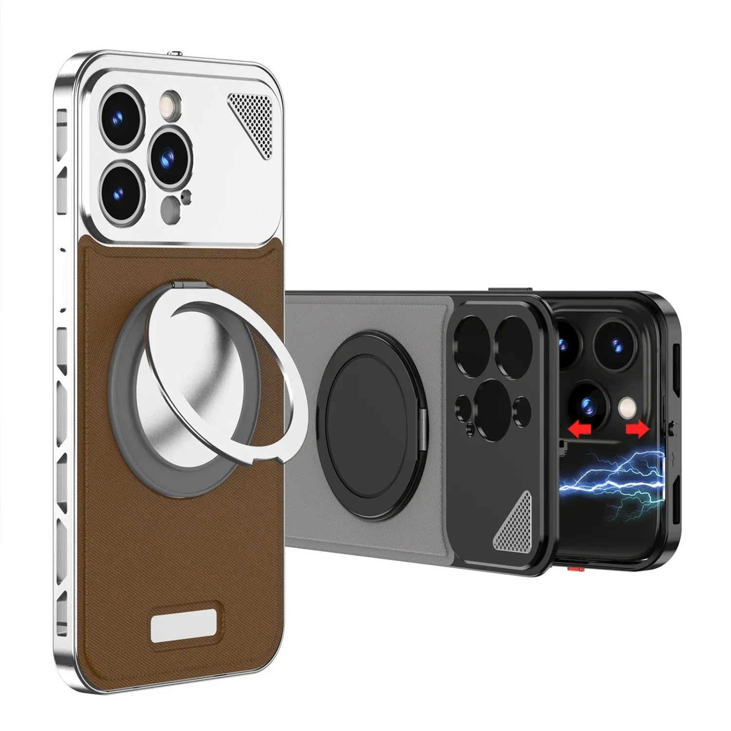 Metal Magnetic Leather Case For iPhone Series