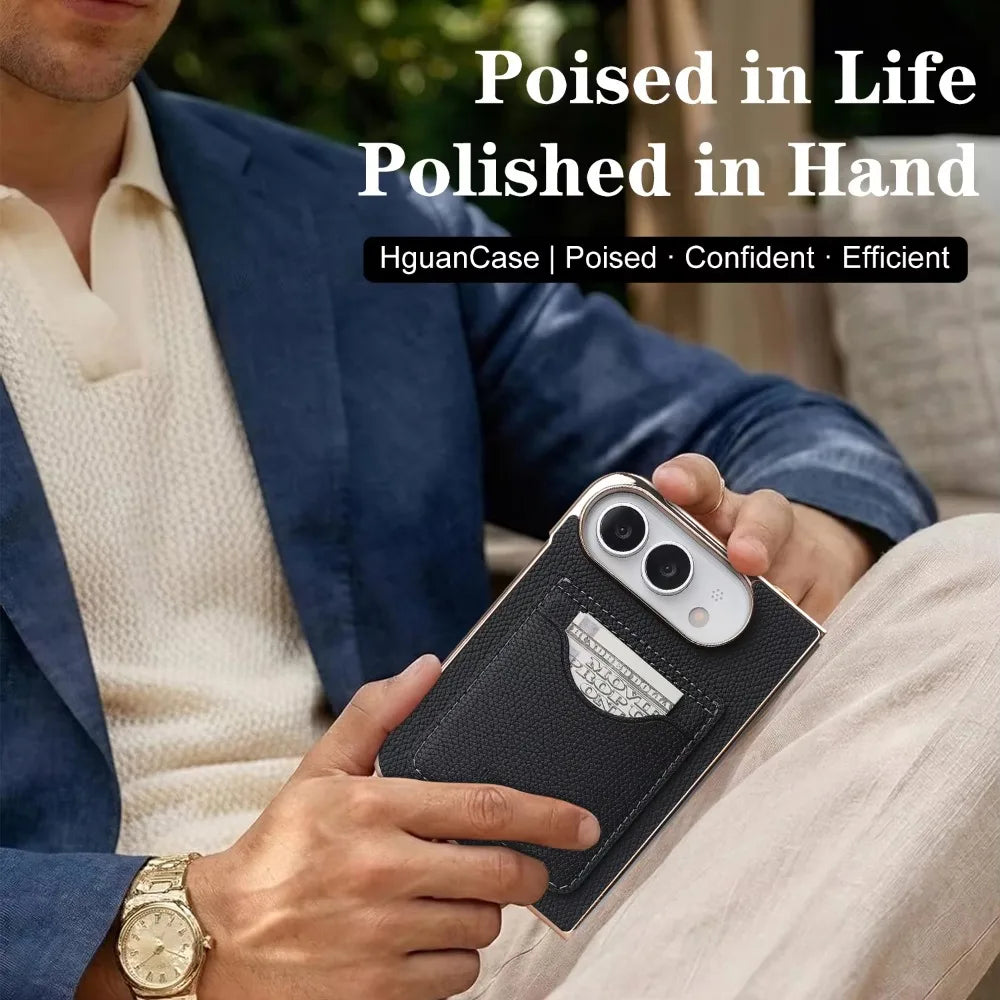 Premium Leather Wallet Kickstand Case for iPhone Ultra