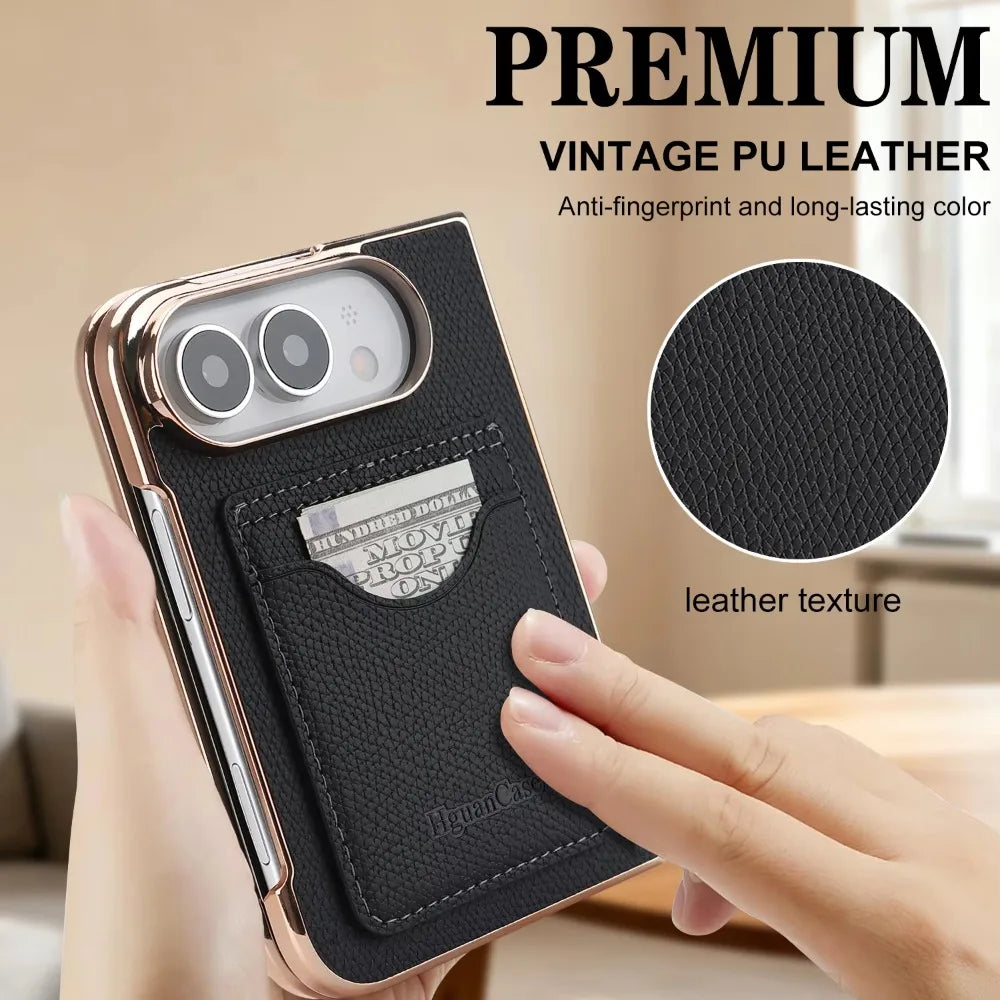 Premium Leather Wallet Kickstand Case for iPhone Ultra
