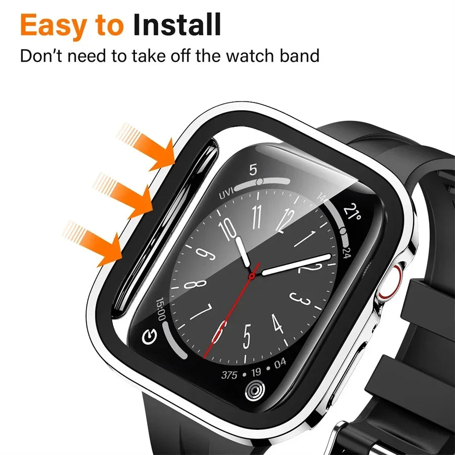 Metal Frame Apple Watch Screen Protector Case