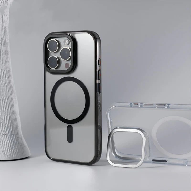 Transparent MagSafe Case with Stand for iPhone Series