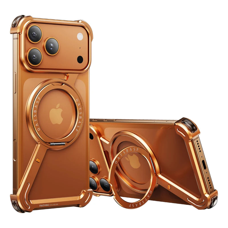 iPhone 17 Z-Shaped Magsafe Metal Case – 360° Rotation & Flip Kickstand