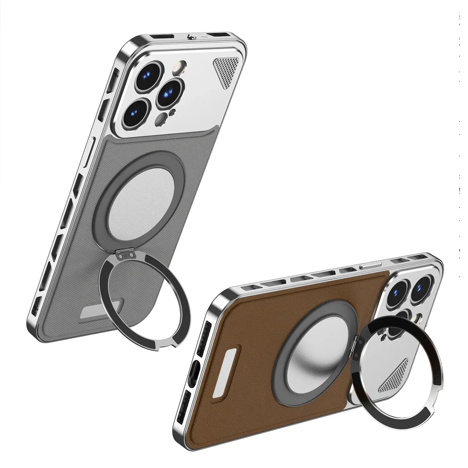 Metal Magnetic Leather Case For iPhone Series