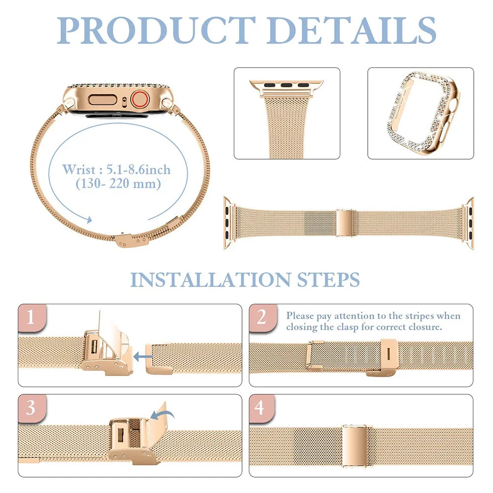 Luxury Apple Watch Case & Milanese Band Set