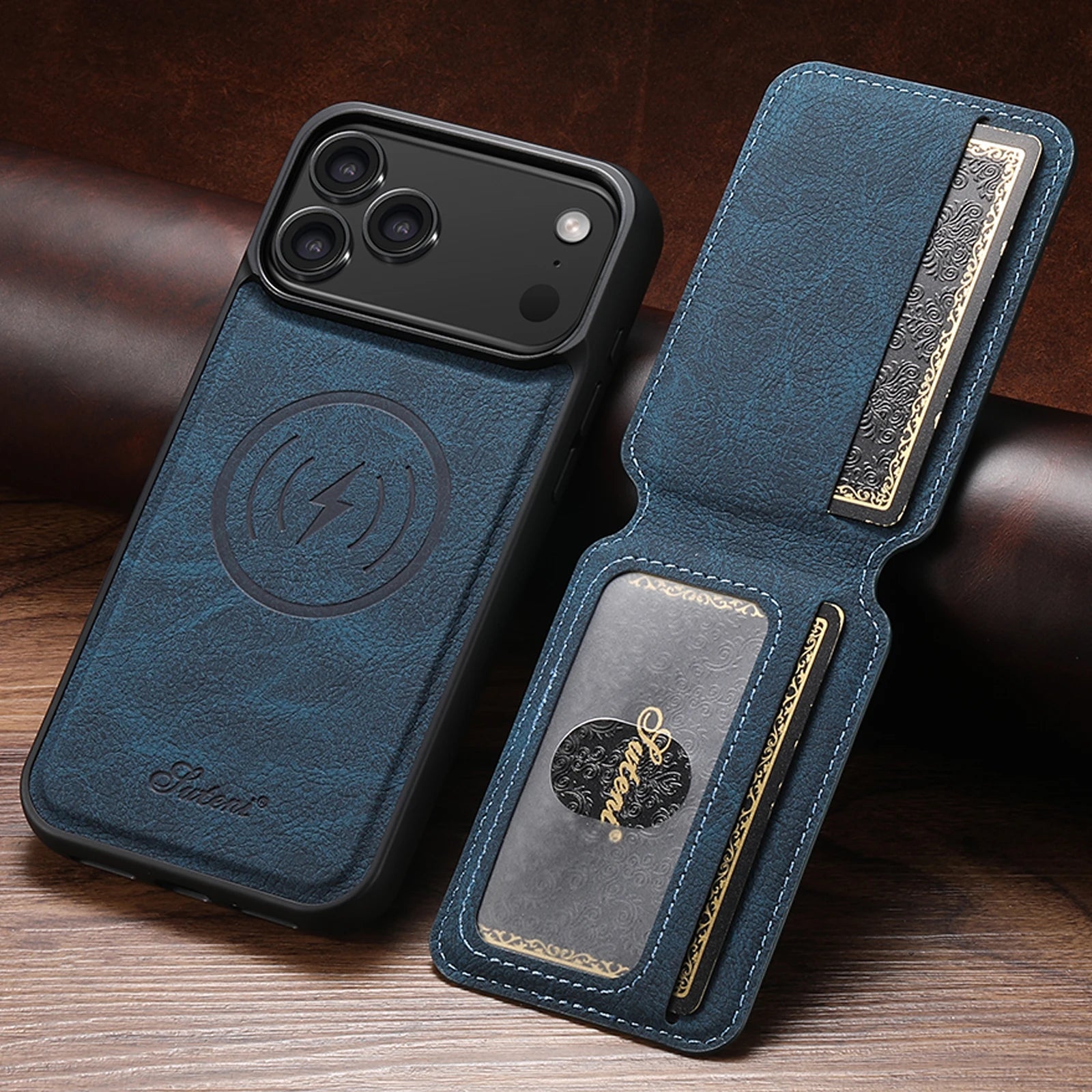 Magnetic Leather Wallet Case For iPhone