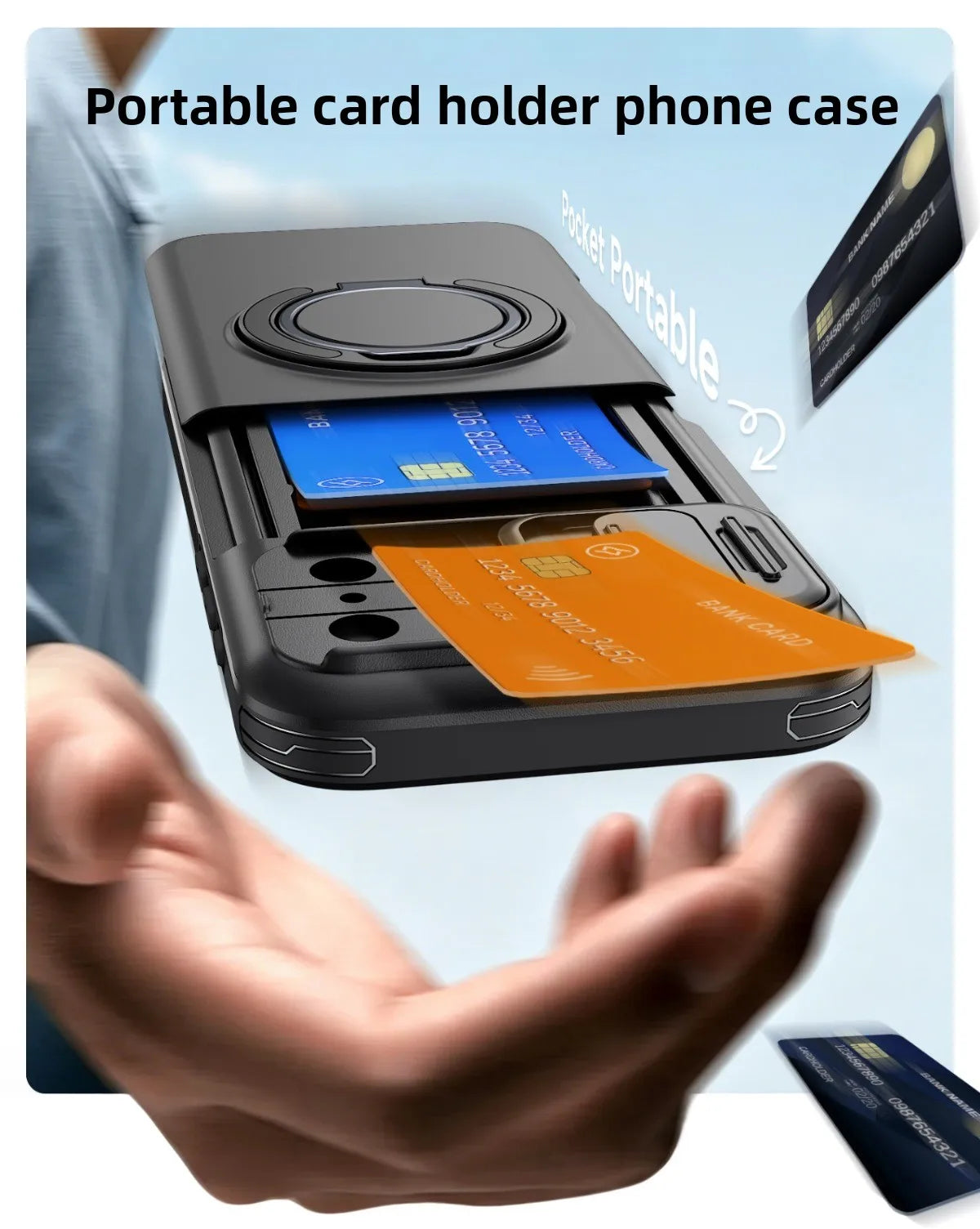 Rugged Card Holder Ring Stand Case for iPhone Series