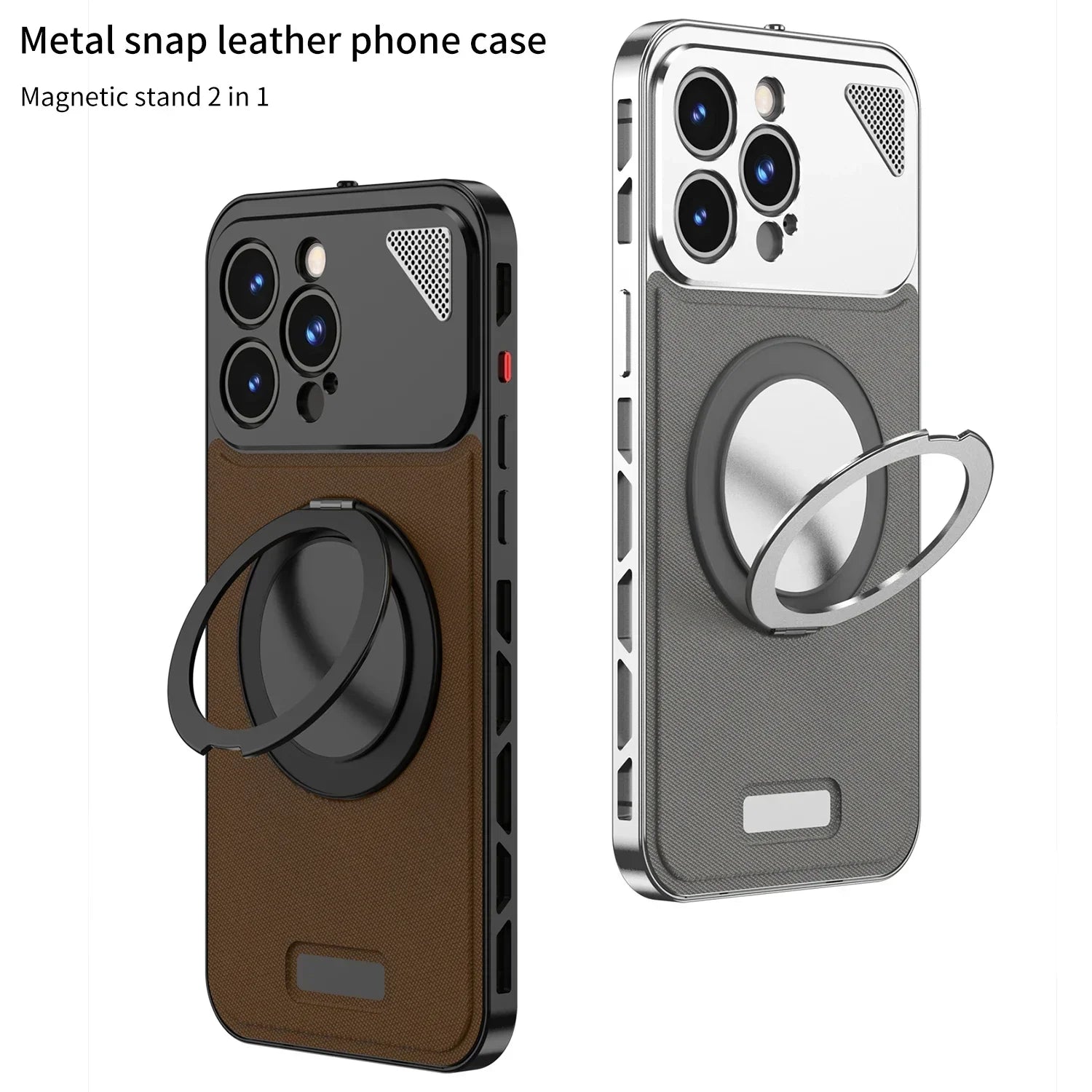 Metal Magnetic Leather Case For iPhone Series