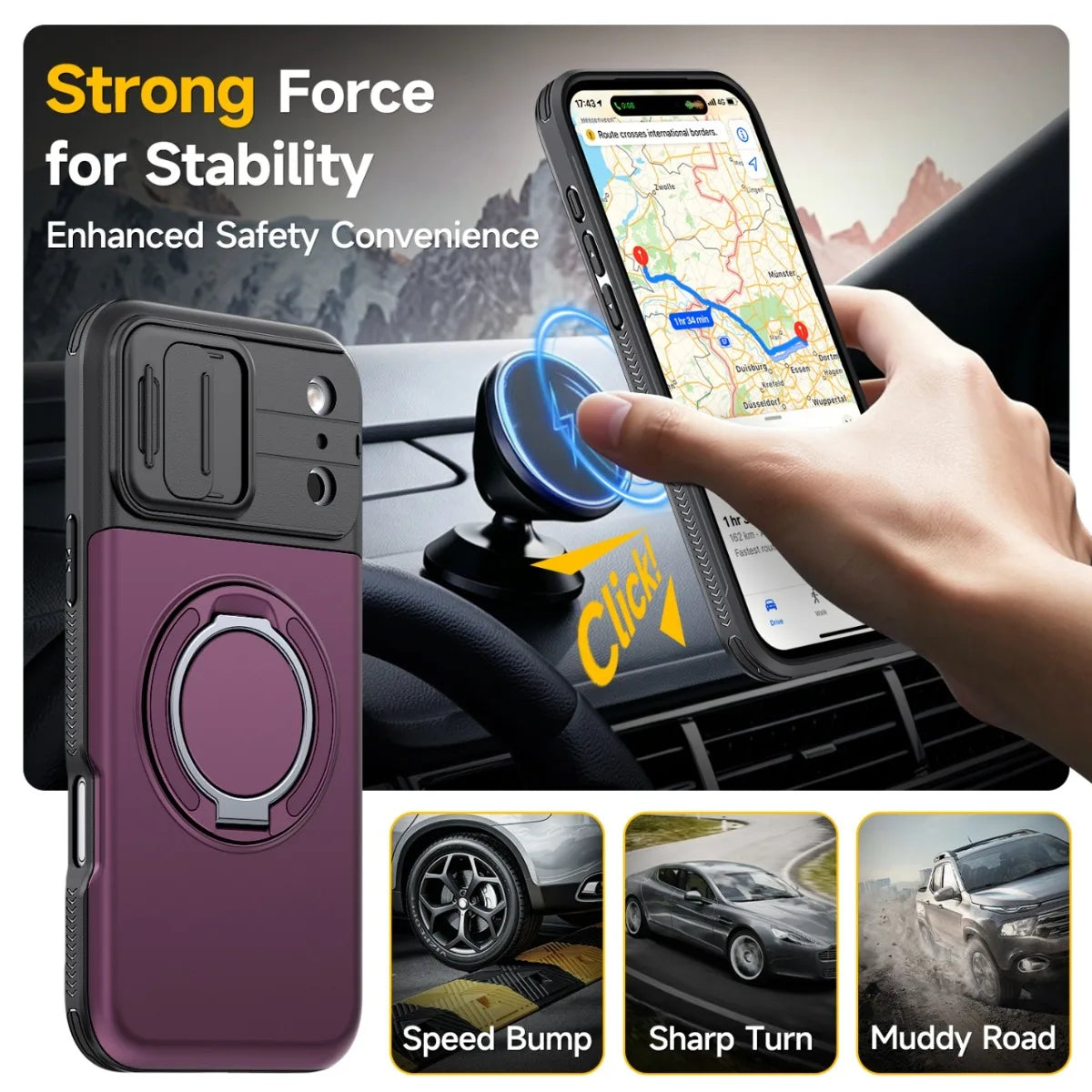 Rugged Card Holder Ring Stand Case for iPhone Series