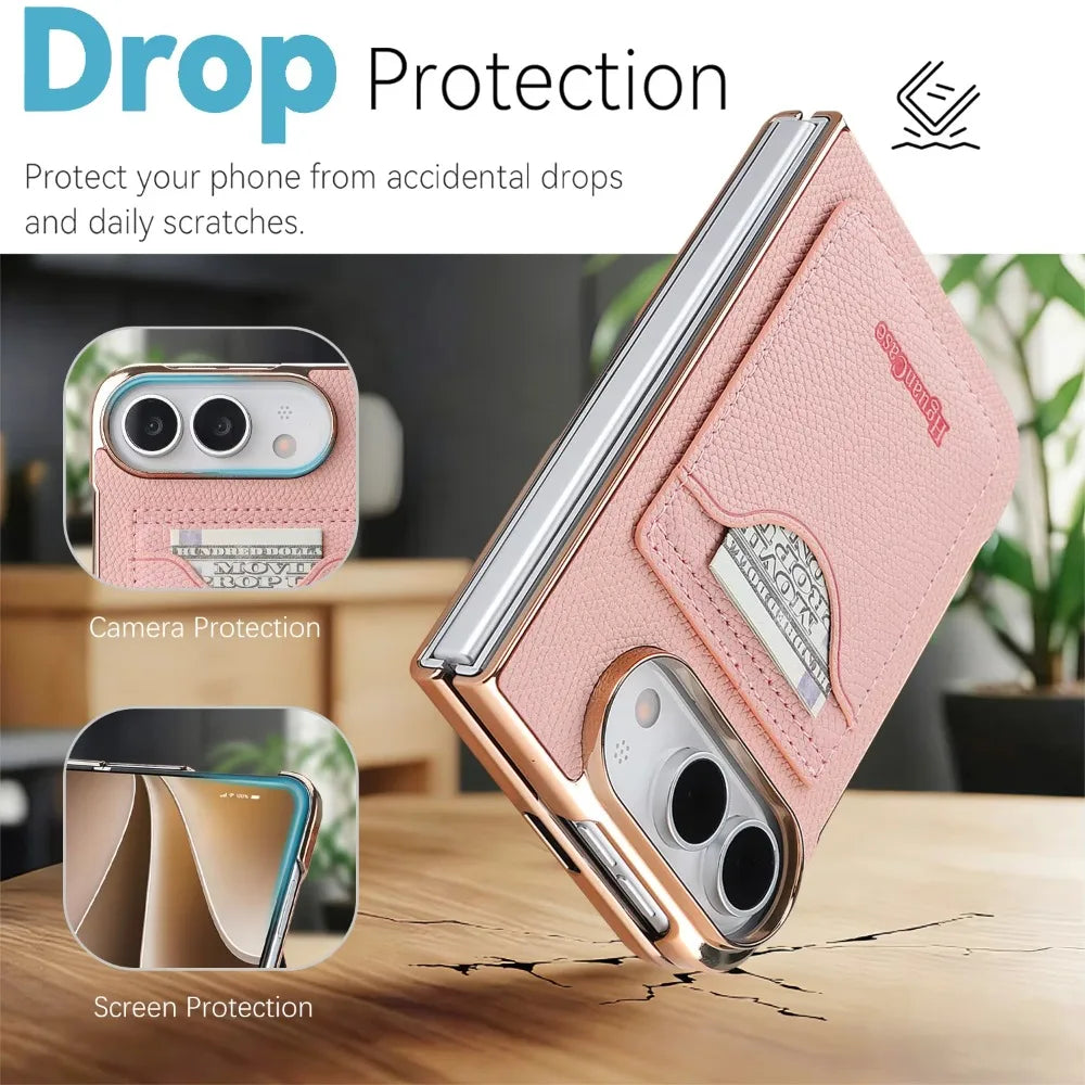 Premium Leather Wallet Kickstand Case for iPhone Ultra