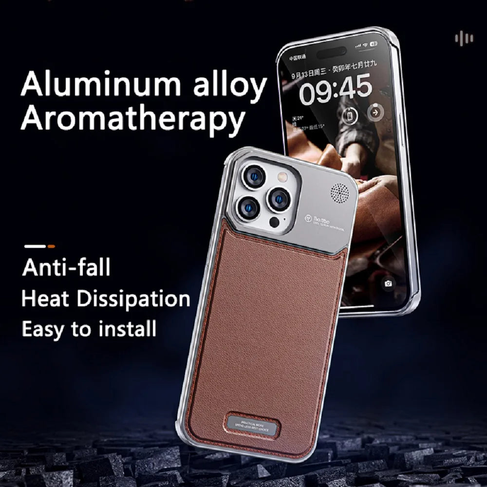 Magnetic Aluminum Leather Case For iPhone Series