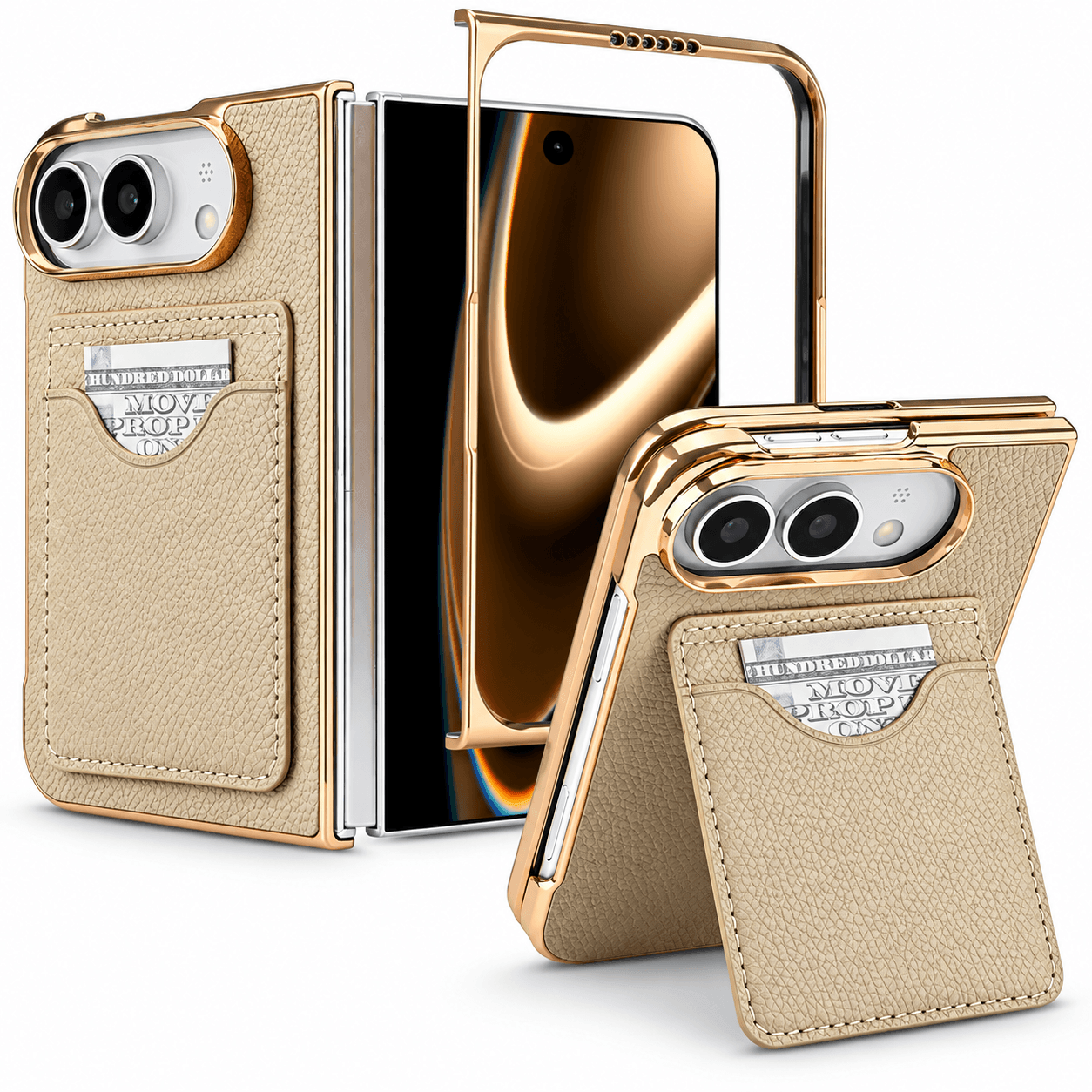 Premium Leather Wallet Kickstand Case for iPhone Ultra