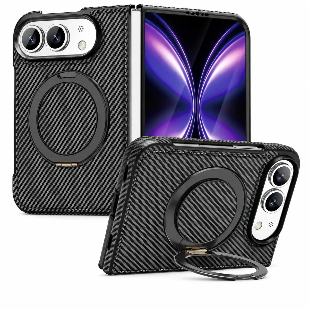 Carbon Fiber Magnetic Ring Stand Case for iPhone Ultra