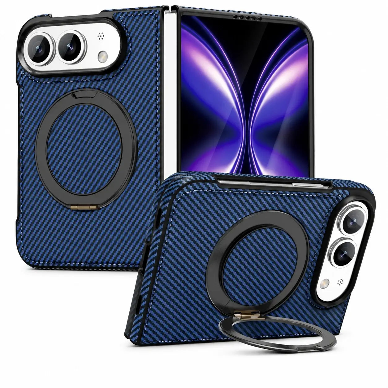 Carbon Fiber Magnetic Ring Stand Case for iPhone Ultra