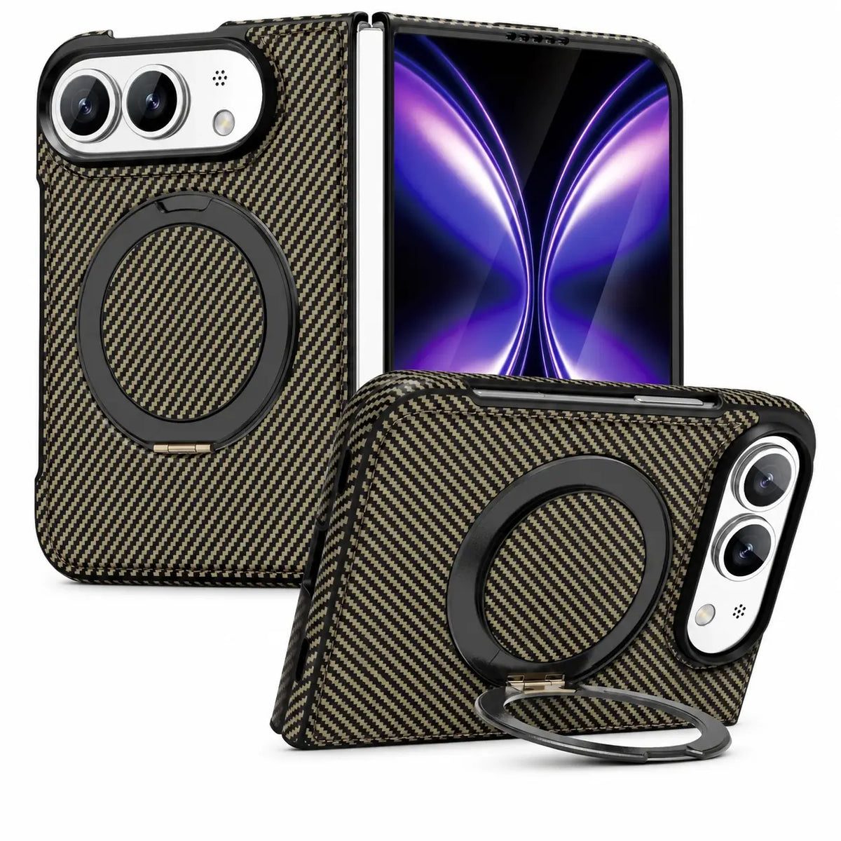 Carbon Fiber Magnetic Ring Stand Case for iPhone Ultra