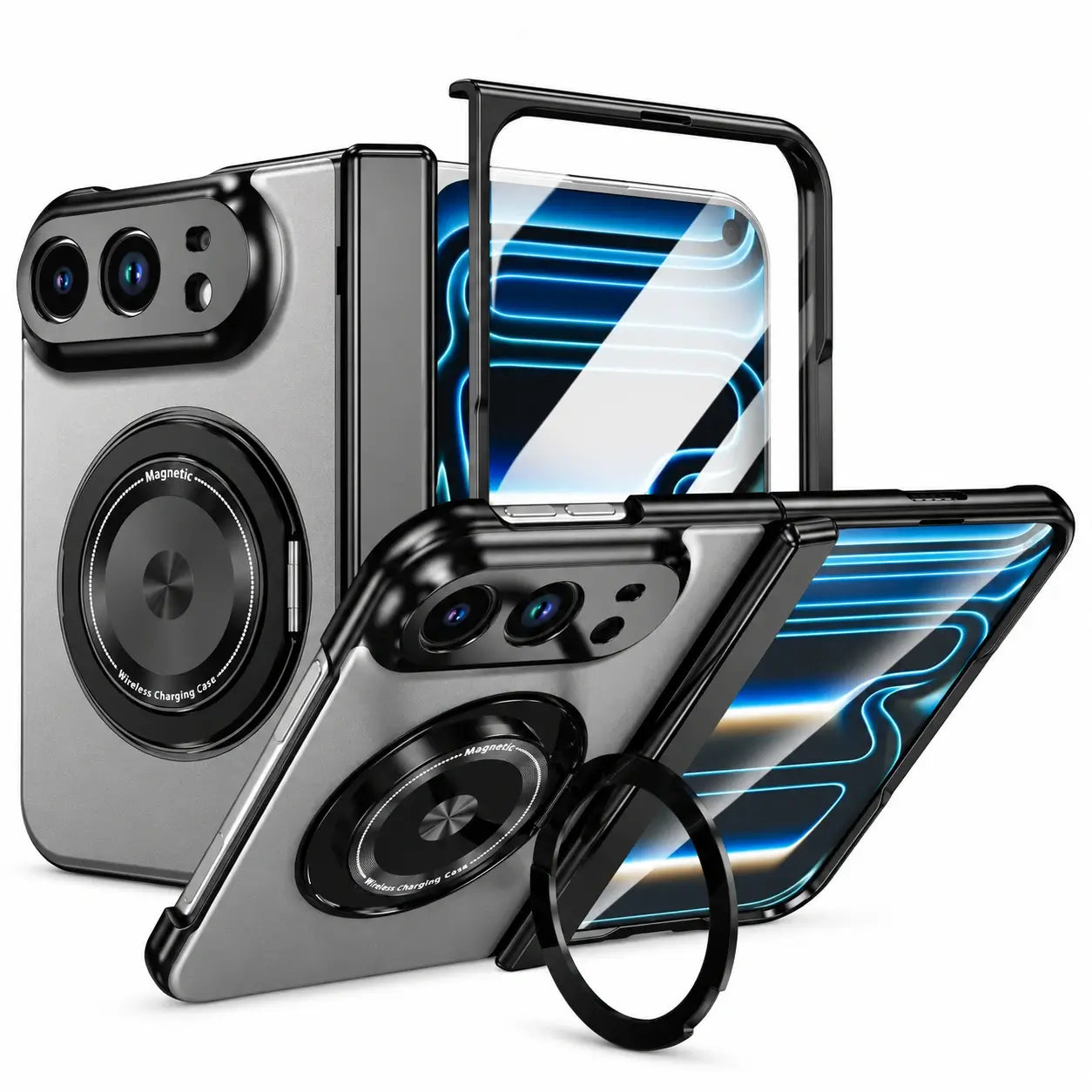 Magnetic Ring Stand Case with Screen Protector for iPhone Ultra