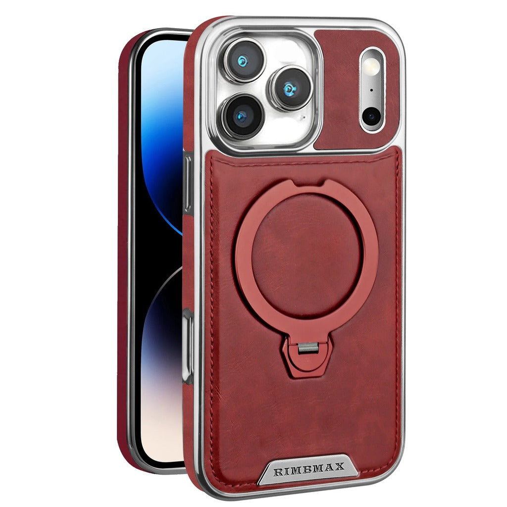Luxury Leather Magnetic Ring Stand Case
