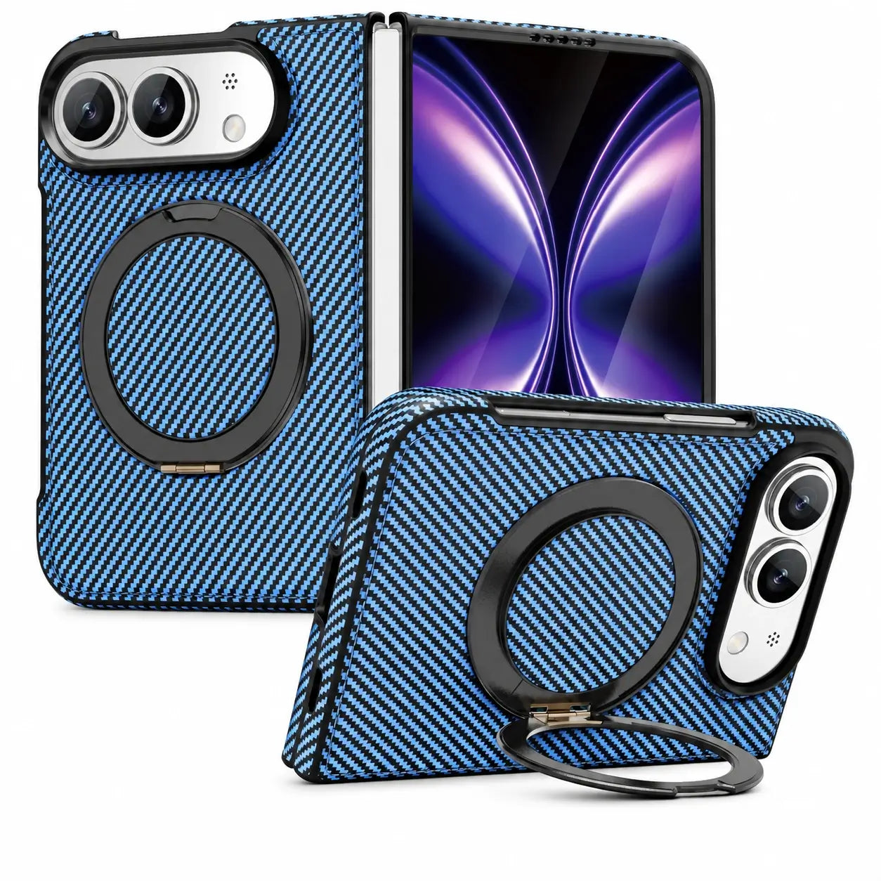 Carbon Fiber Magnetic Ring Stand Case for iPhone Ultra