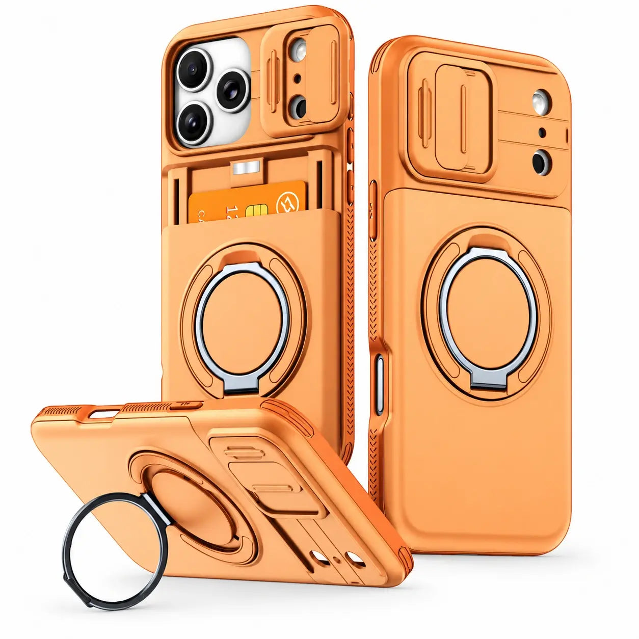 Rugged Card Holder Ring Stand Case for iPhone Series