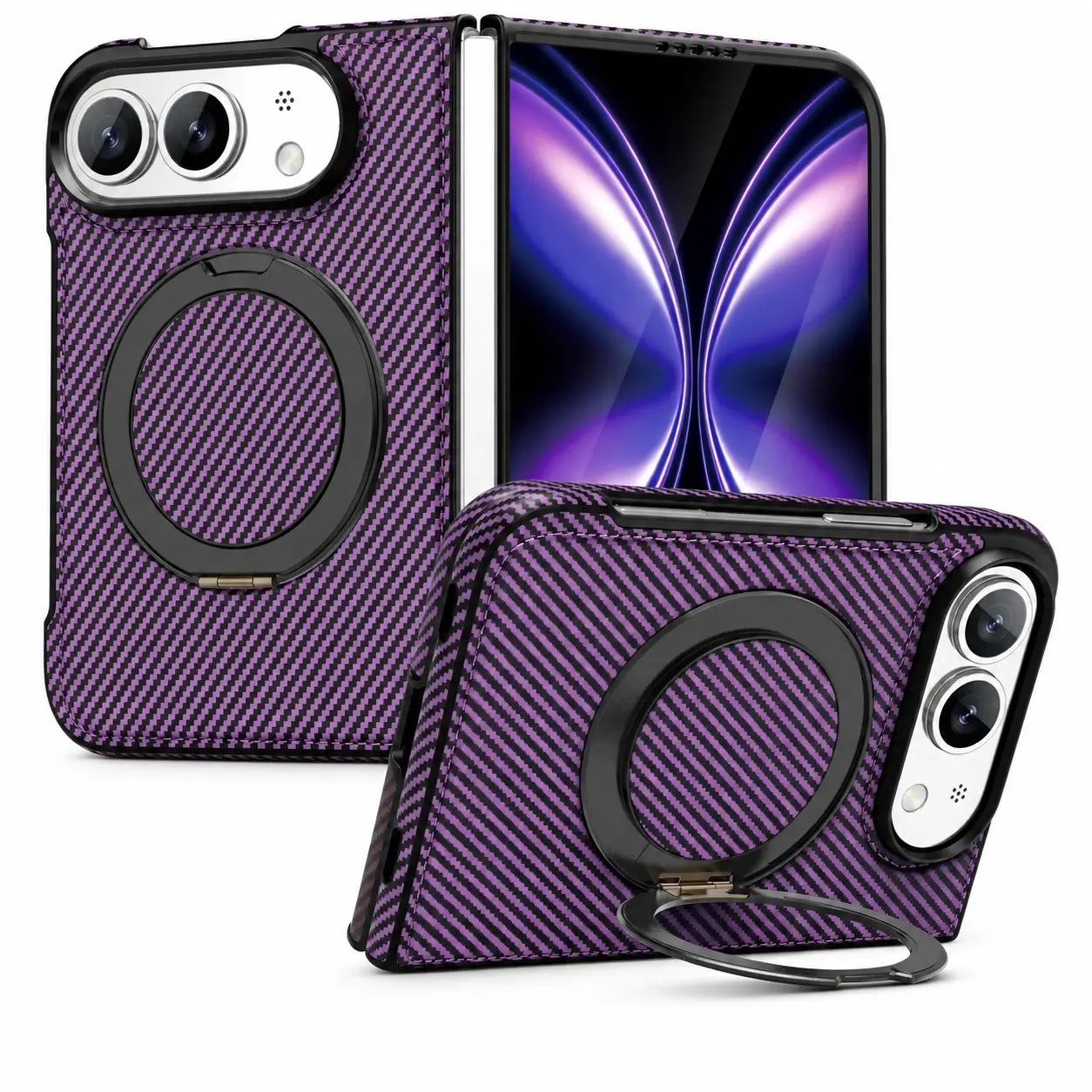 Carbon Fiber Magnetic Ring Stand Case for iPhone Ultra