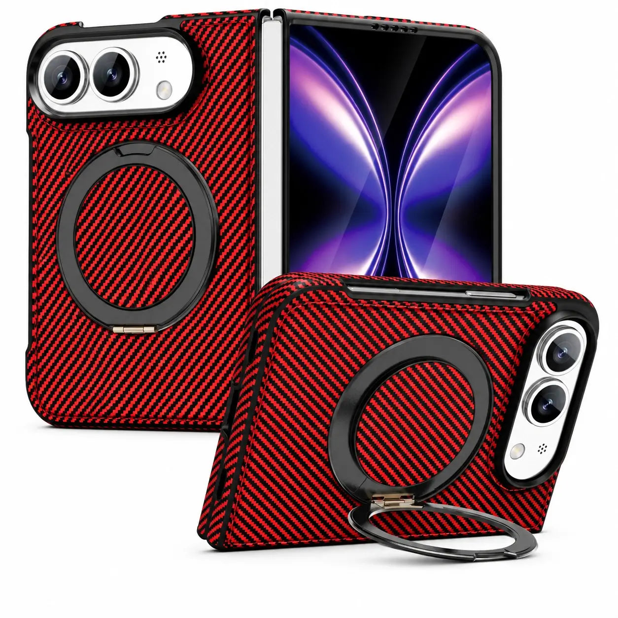 Carbon Fiber Magnetic Ring Stand Case for iPhone Ultra