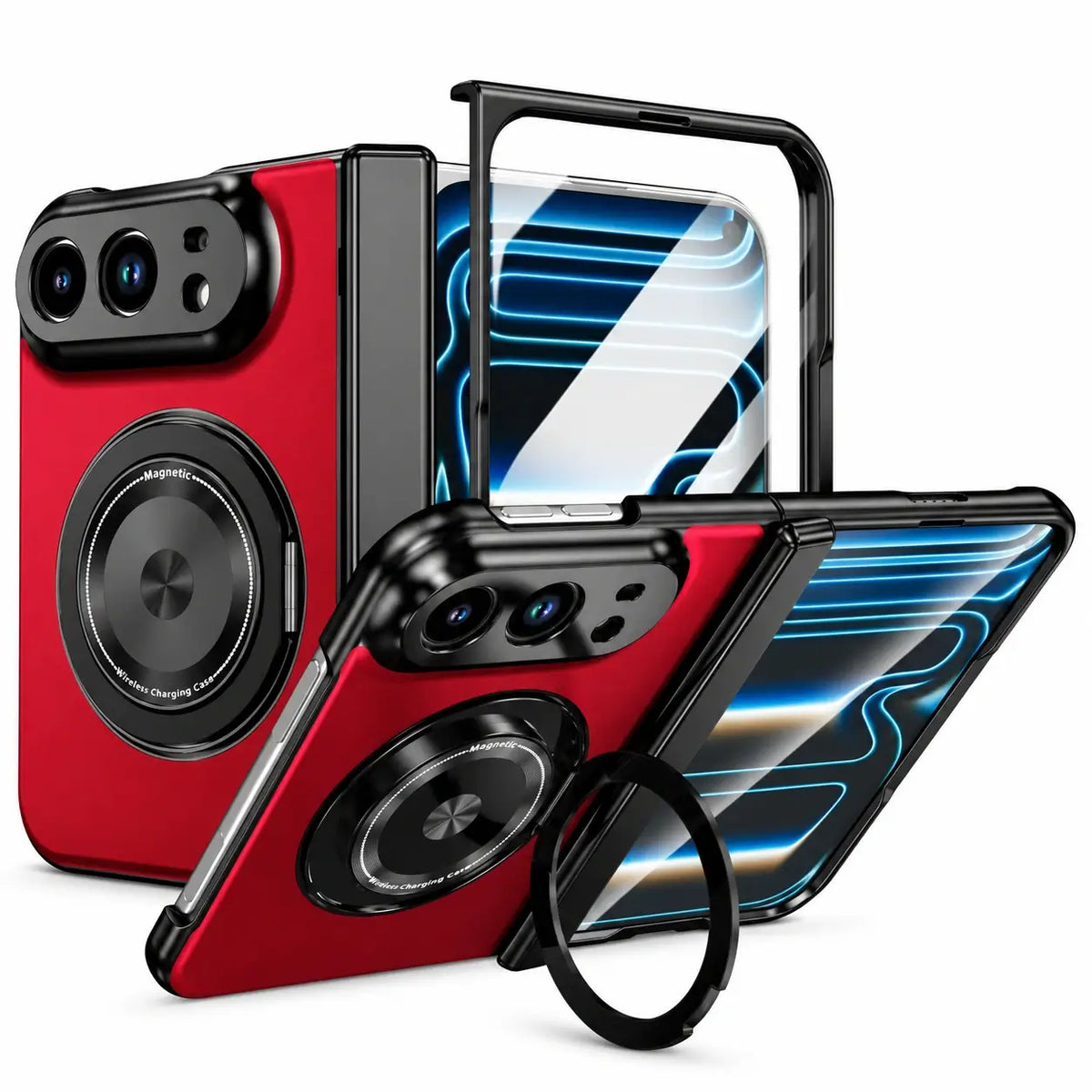 Magnetic Ring Stand Case with Screen Protector for iPhone Ultra