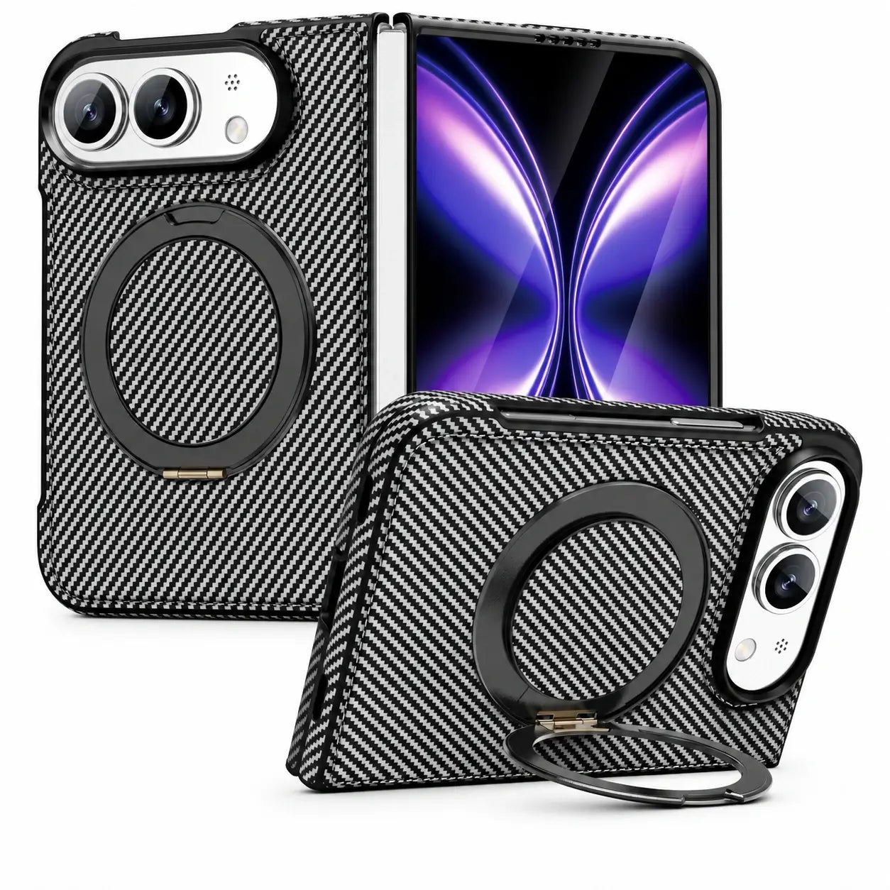 Carbon Fiber Magnetic Ring Stand Case for iPhone Ultra